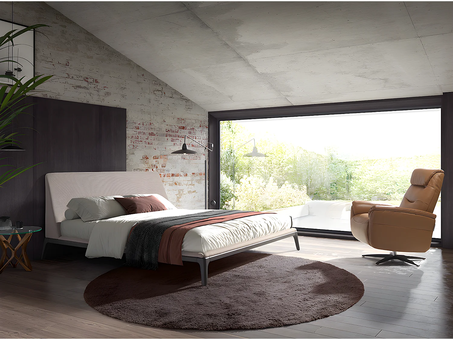 Fauteuil pivotant en cuir marron 5115 ANGEL CERDA