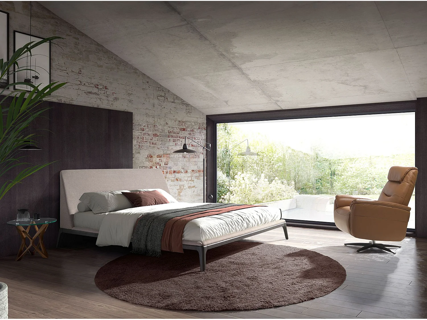 Fauteuil pivotant en cuir marron 5115 ANGEL CERDA