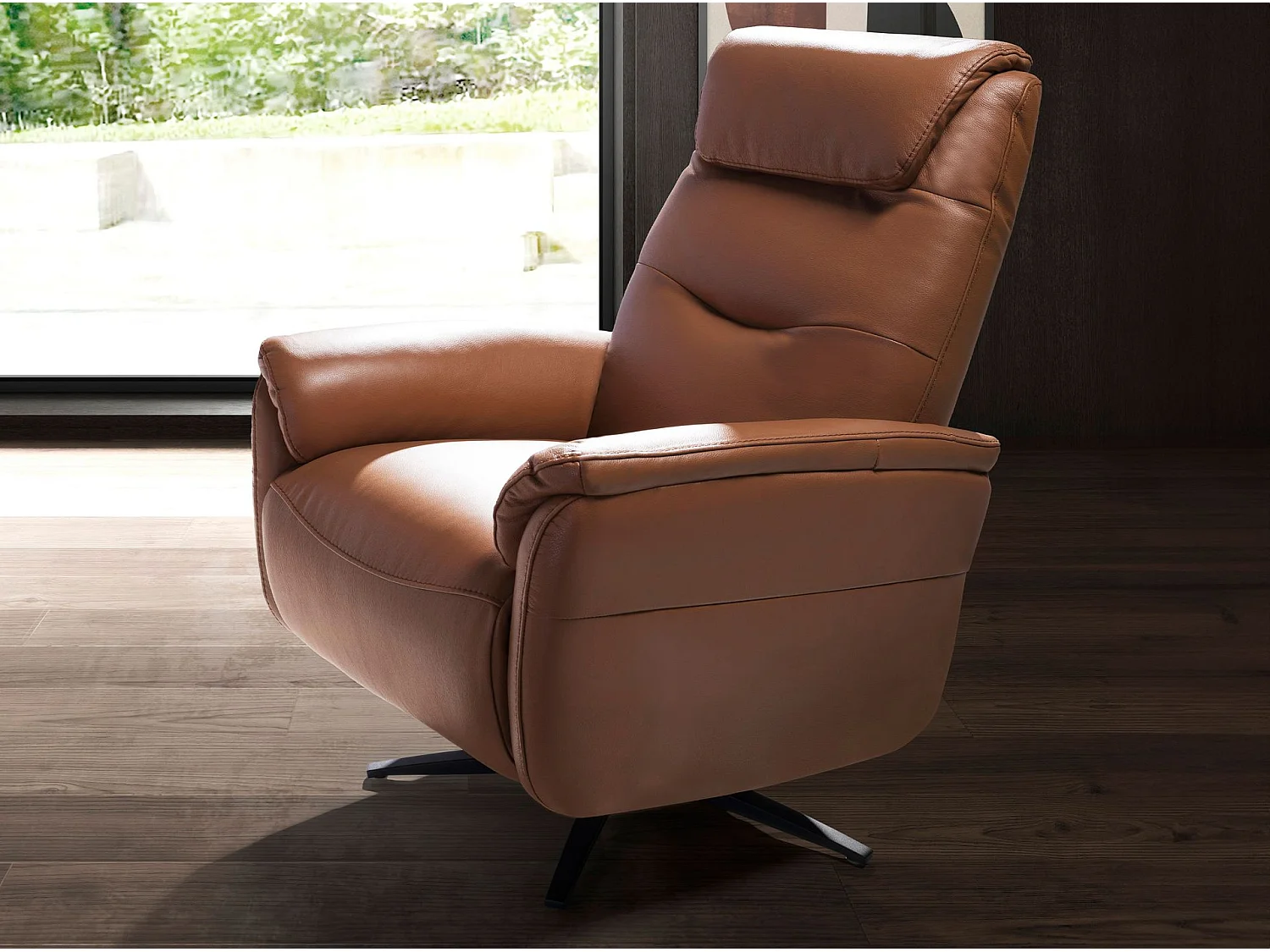 Drehsessel aus braunem Leder 5115 ANGEL CERDA