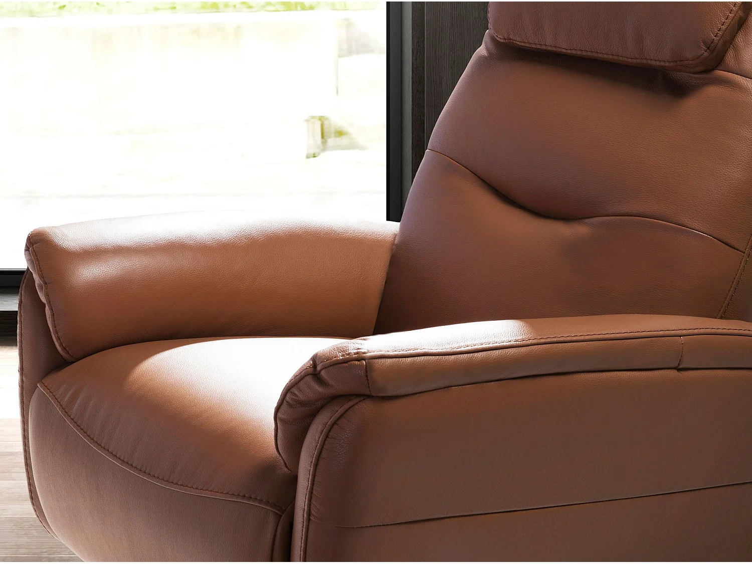 Drehsessel aus braunem Leder 5115 ANGEL CERDA