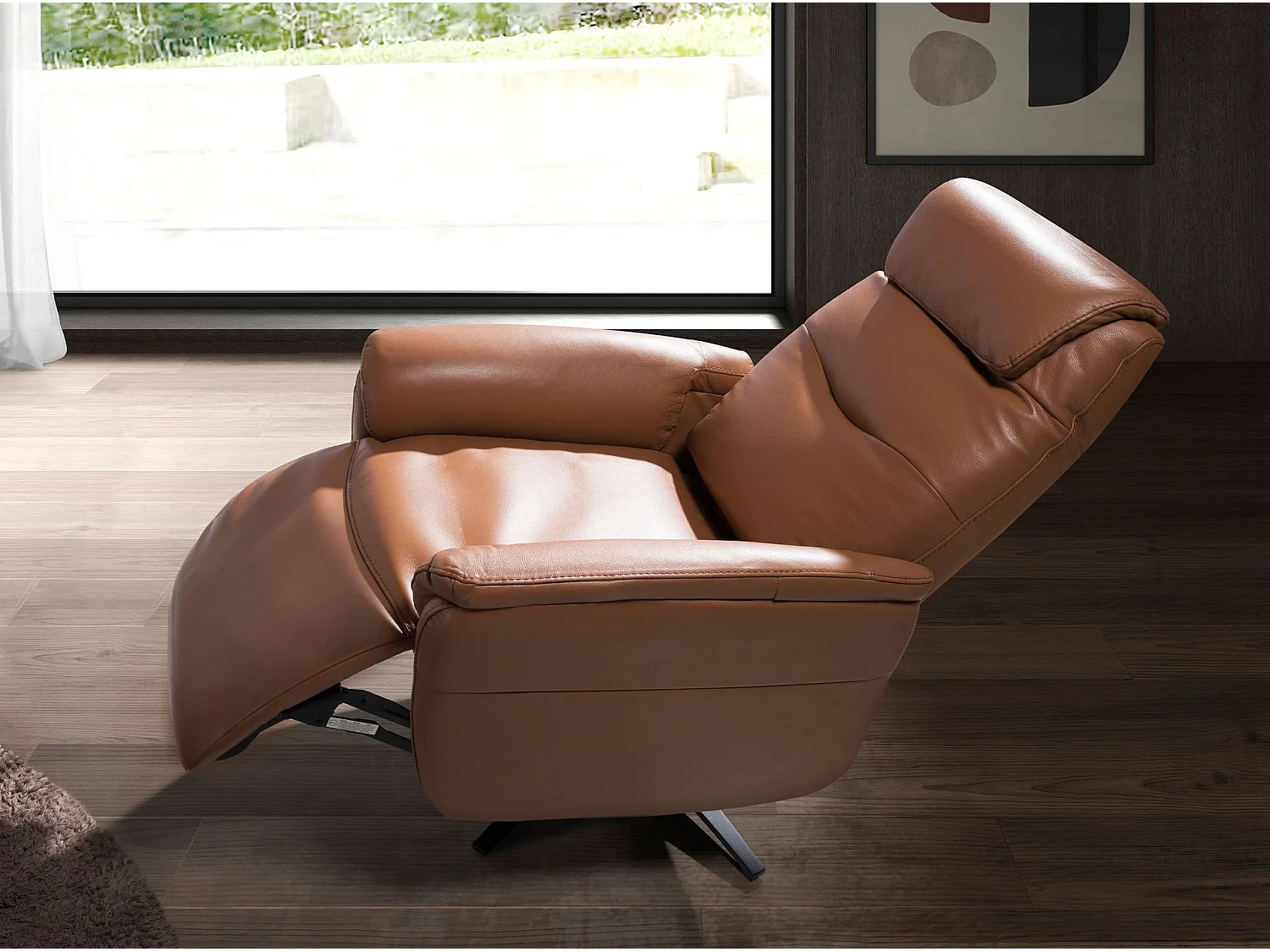 Drehsessel aus braunem Leder 5115 ANGEL CERDA