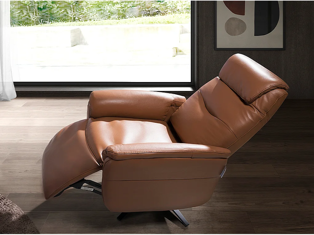 Drehsessel aus braunem Leder 5115 ANGEL CERDA