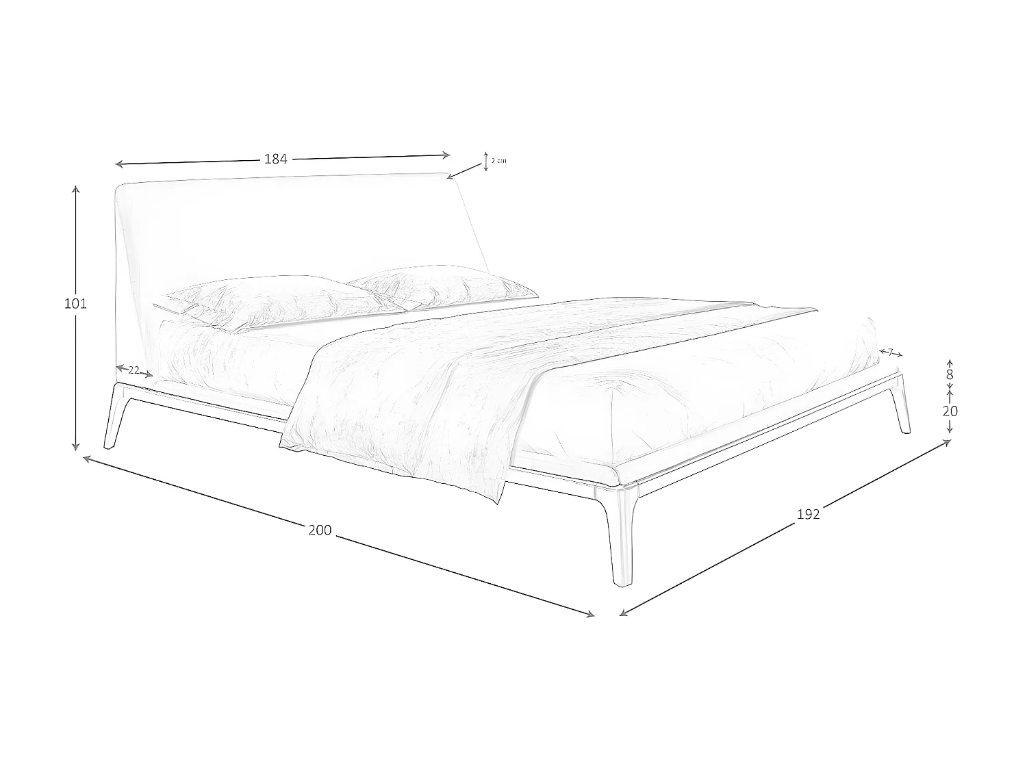 Lit en tissu gris 7155 ANGEL CERDA