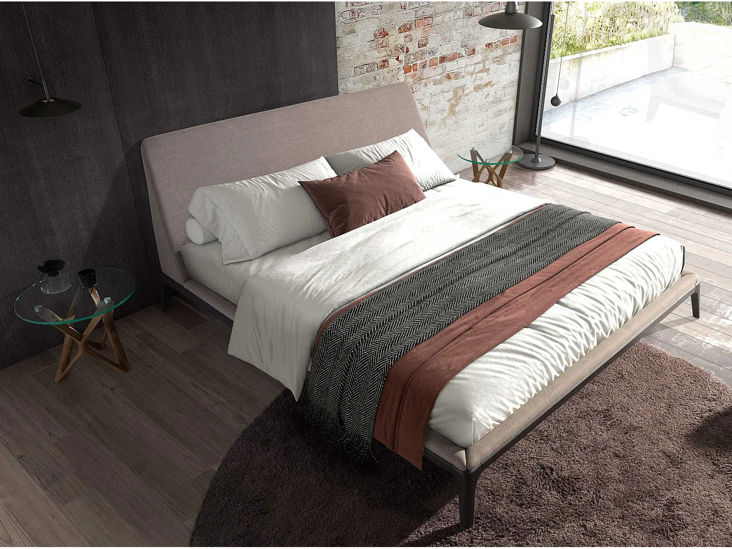 Lit en tissu gris 7155 ANGEL CERDA