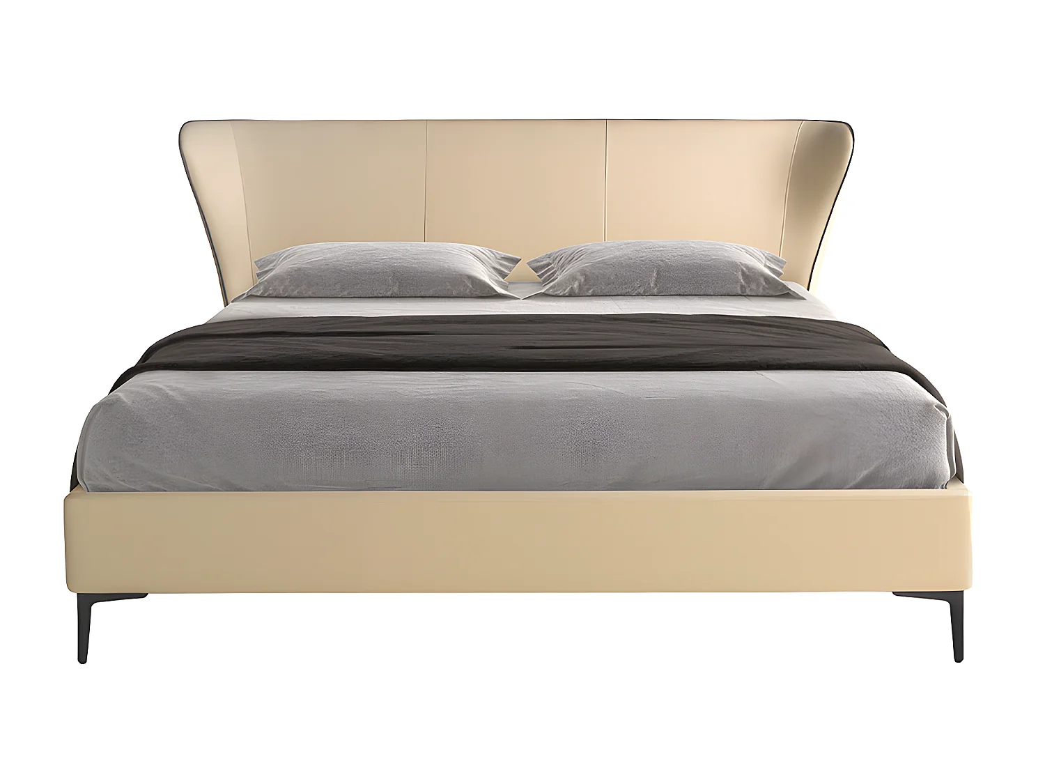 Bett aus cremefarbenem Kunstleder  7157 ANGEL CERDA