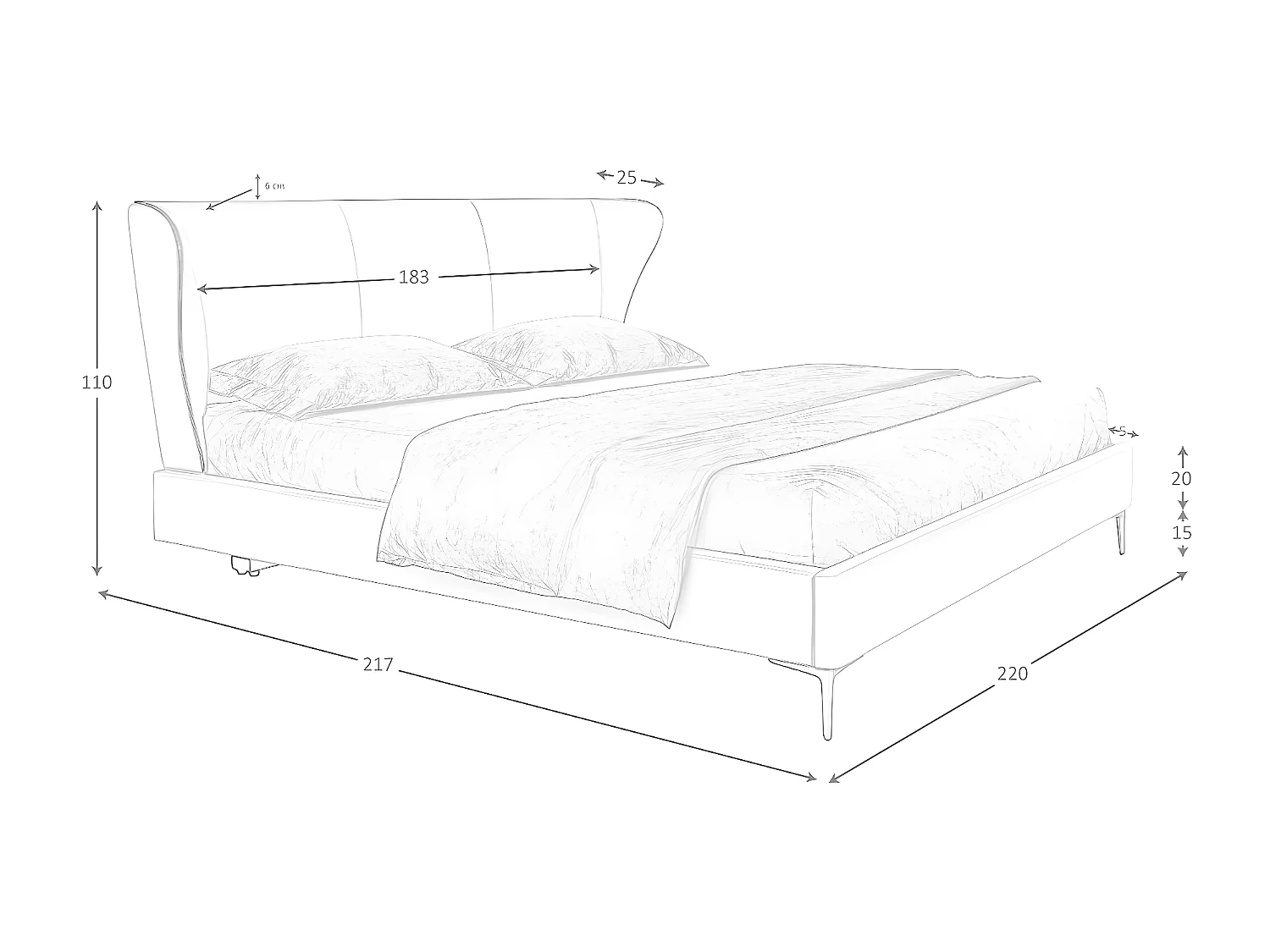 Bett aus cremefarbenem Kunstleder  7157 ANGEL CERDA