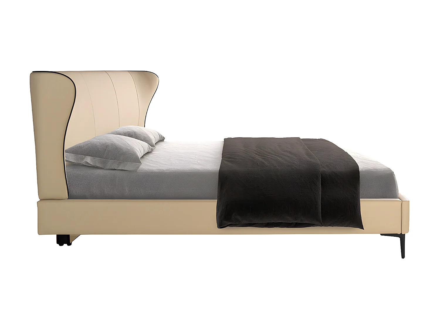 Bett aus cremefarbenem Kunstleder  7157 ANGEL CERDA