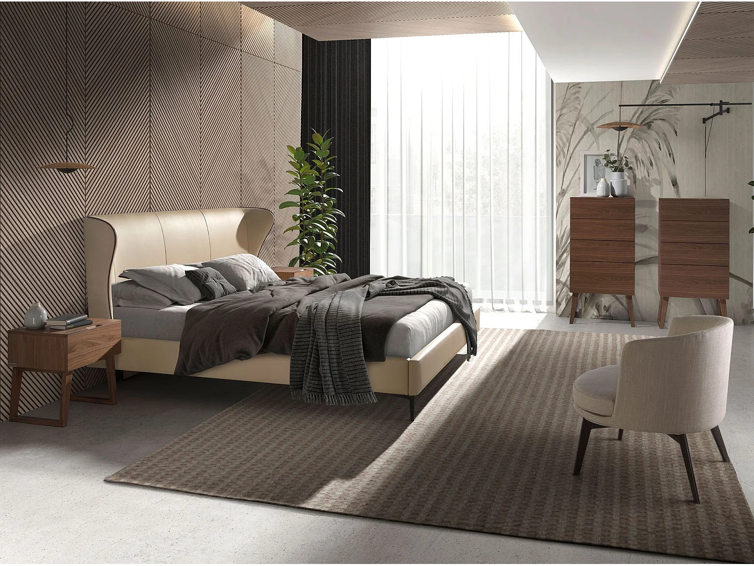 Bett aus cremefarbenem Kunstleder 7157 ANGEL CERDA