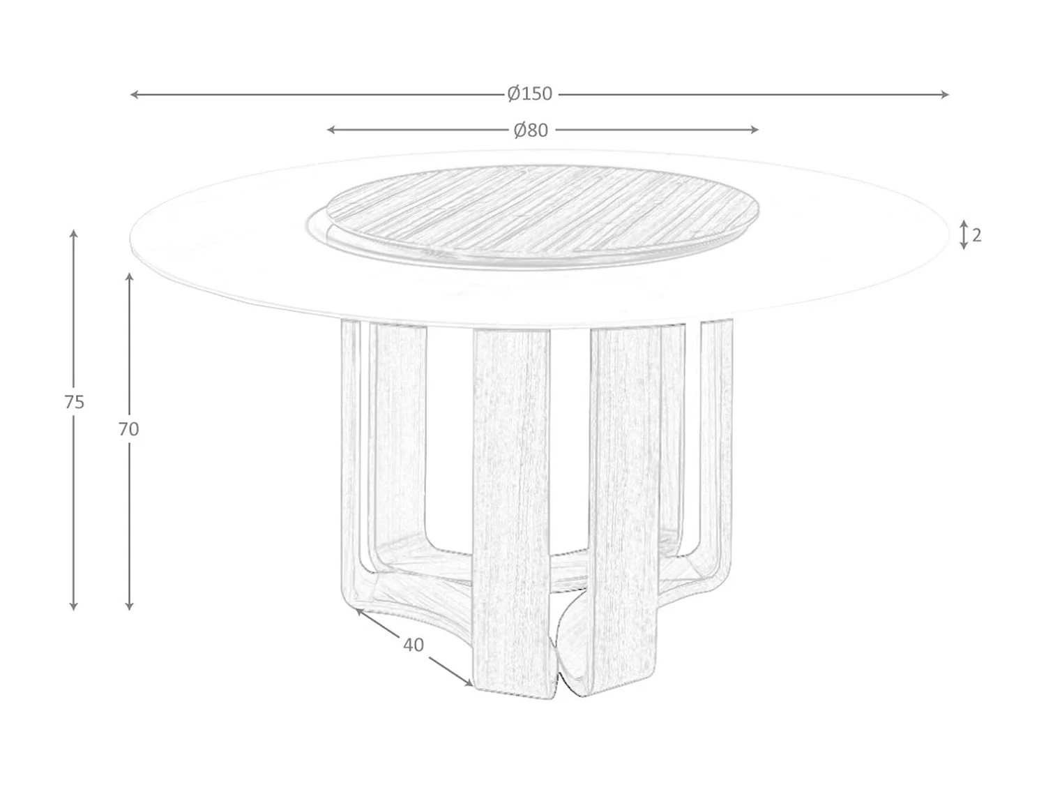 Table à manger ronde marbre porcelaine et noyer 1137 ANGEL CERDA