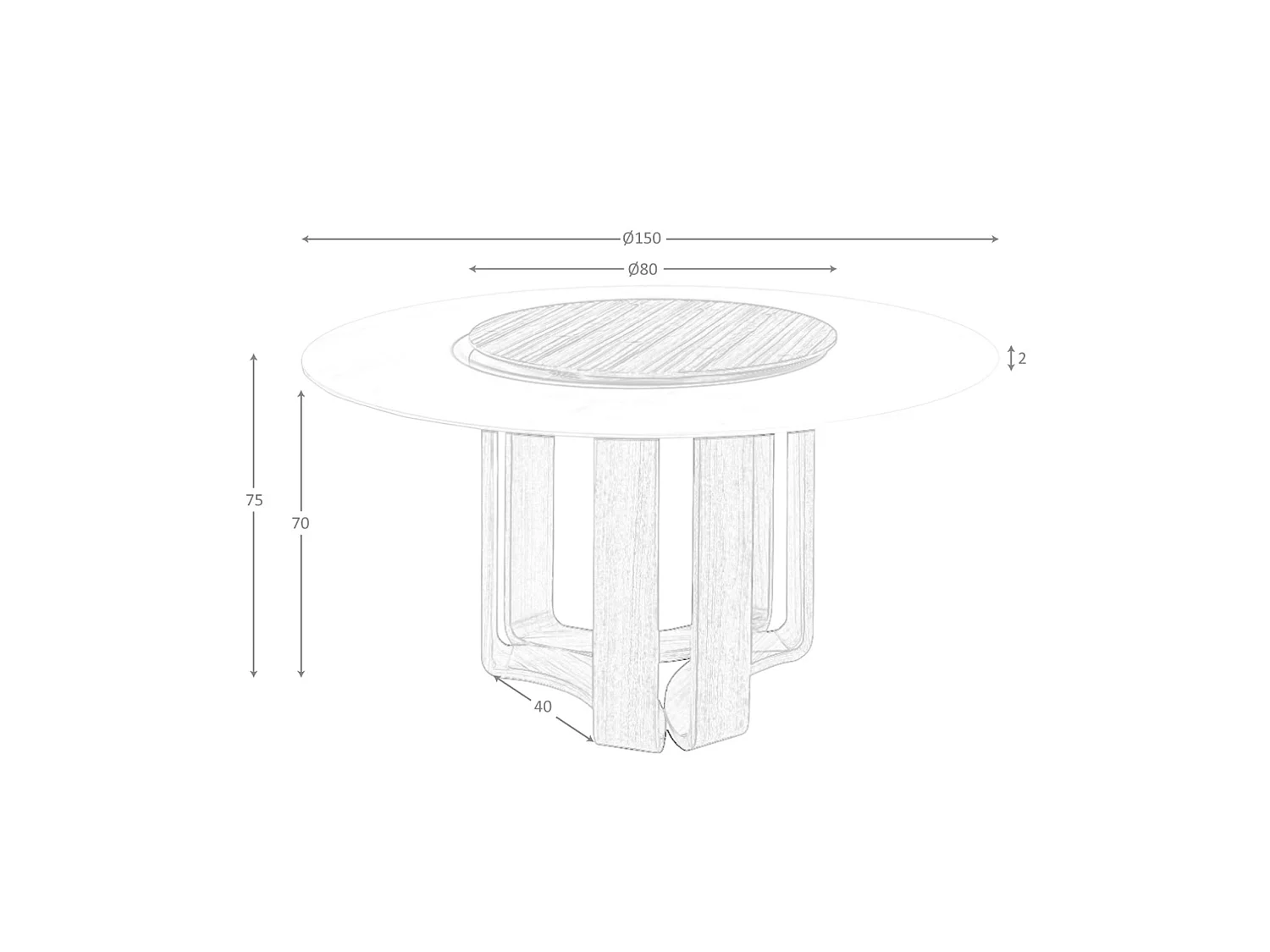 Esstisch runde porzellanmarmor aus Walnuss 1137 ANGEL CERDA