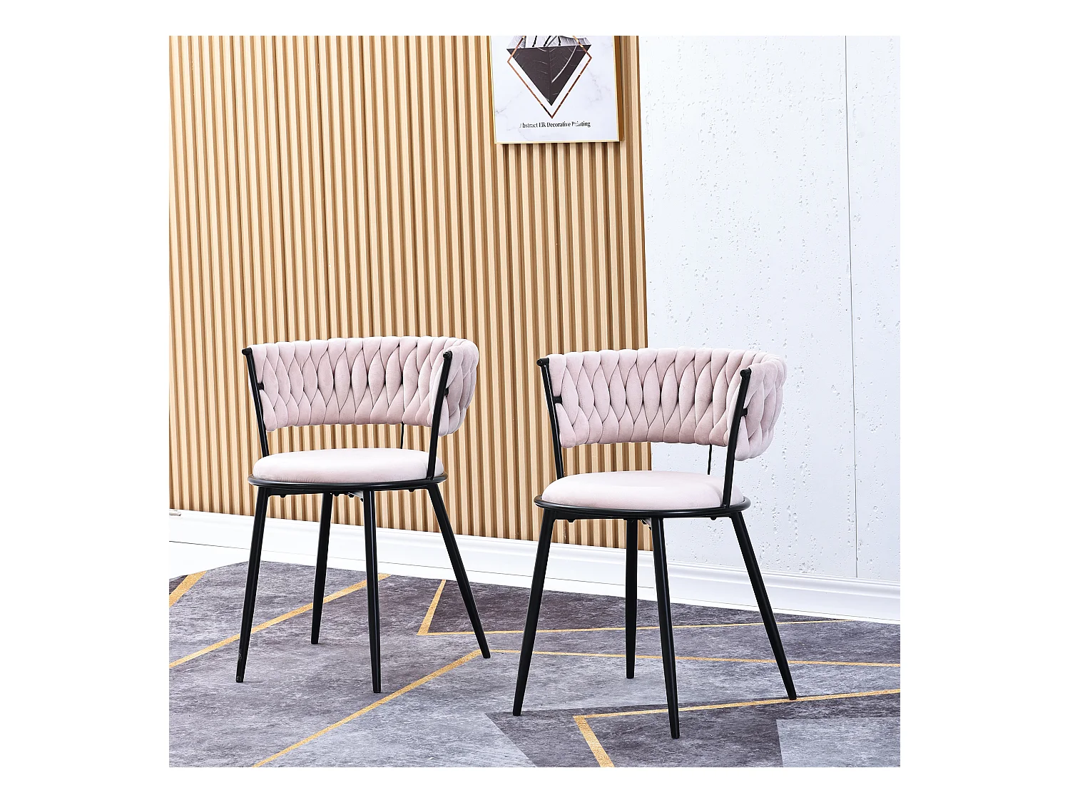 Lot de 2 Chaise de salle à manger, chaise de salon, rembourré en velours, avec accoudoirs, style scandinave, pour cuisine, rose