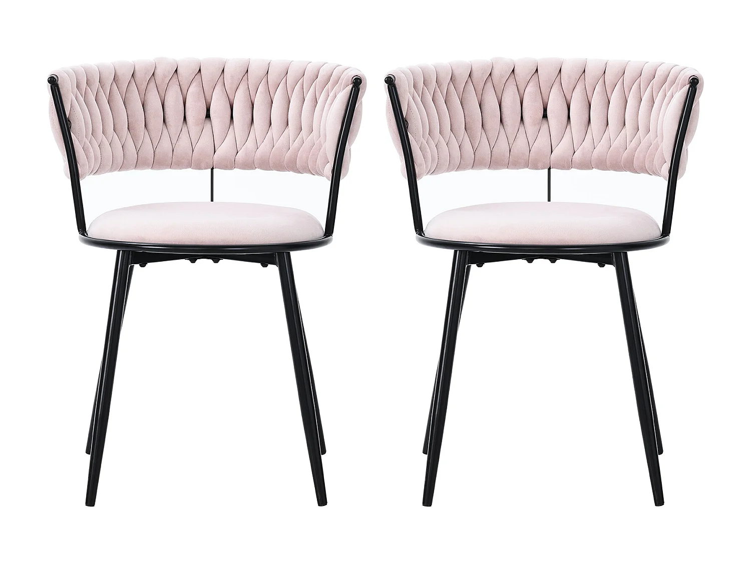 Lot de 2 Chaise de salle à manger, chaise de salon, rembourré en velours, avec accoudoirs, style scandinave, pour cuisine, rose