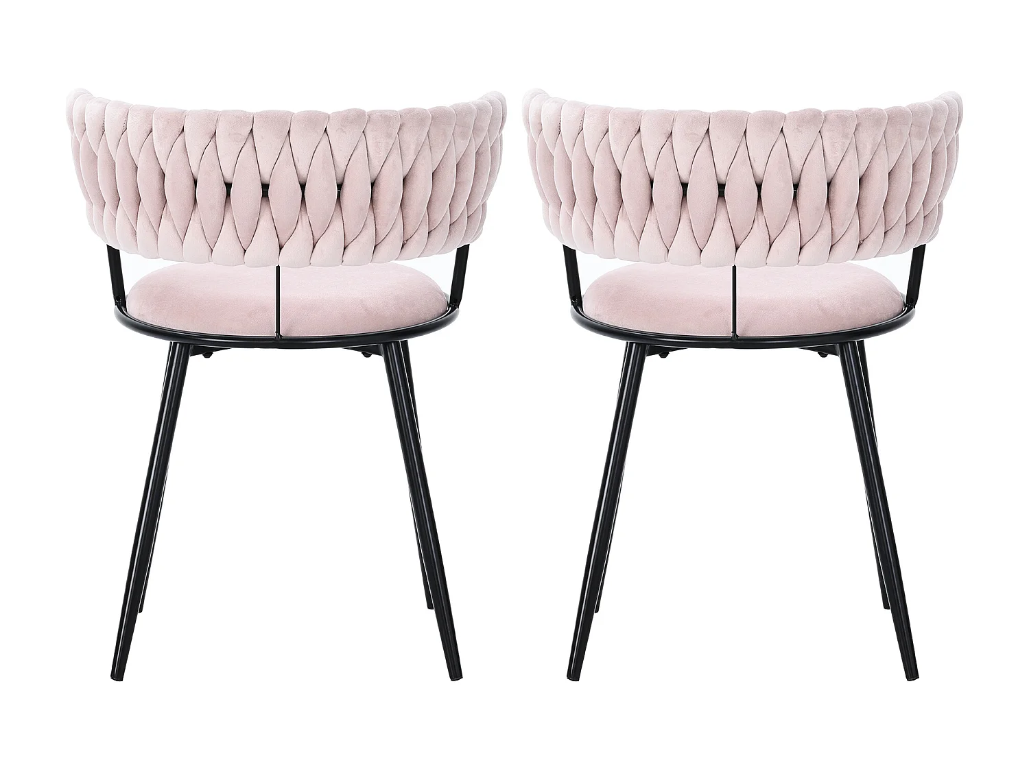 Lot de 2 Chaise de salle à manger, chaise de salon, rembourré en velours, avec accoudoirs, style scandinave, pour cuisine, rose