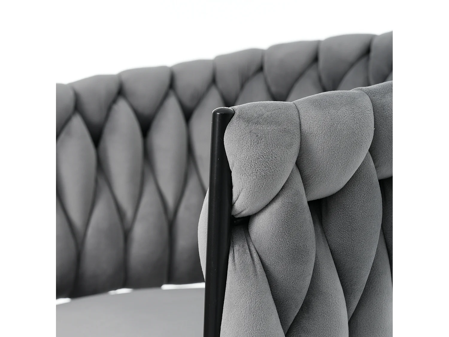 Lot de 2 chaises de salle à manger en velours pour salon avec 4 pieds en métal - Gris