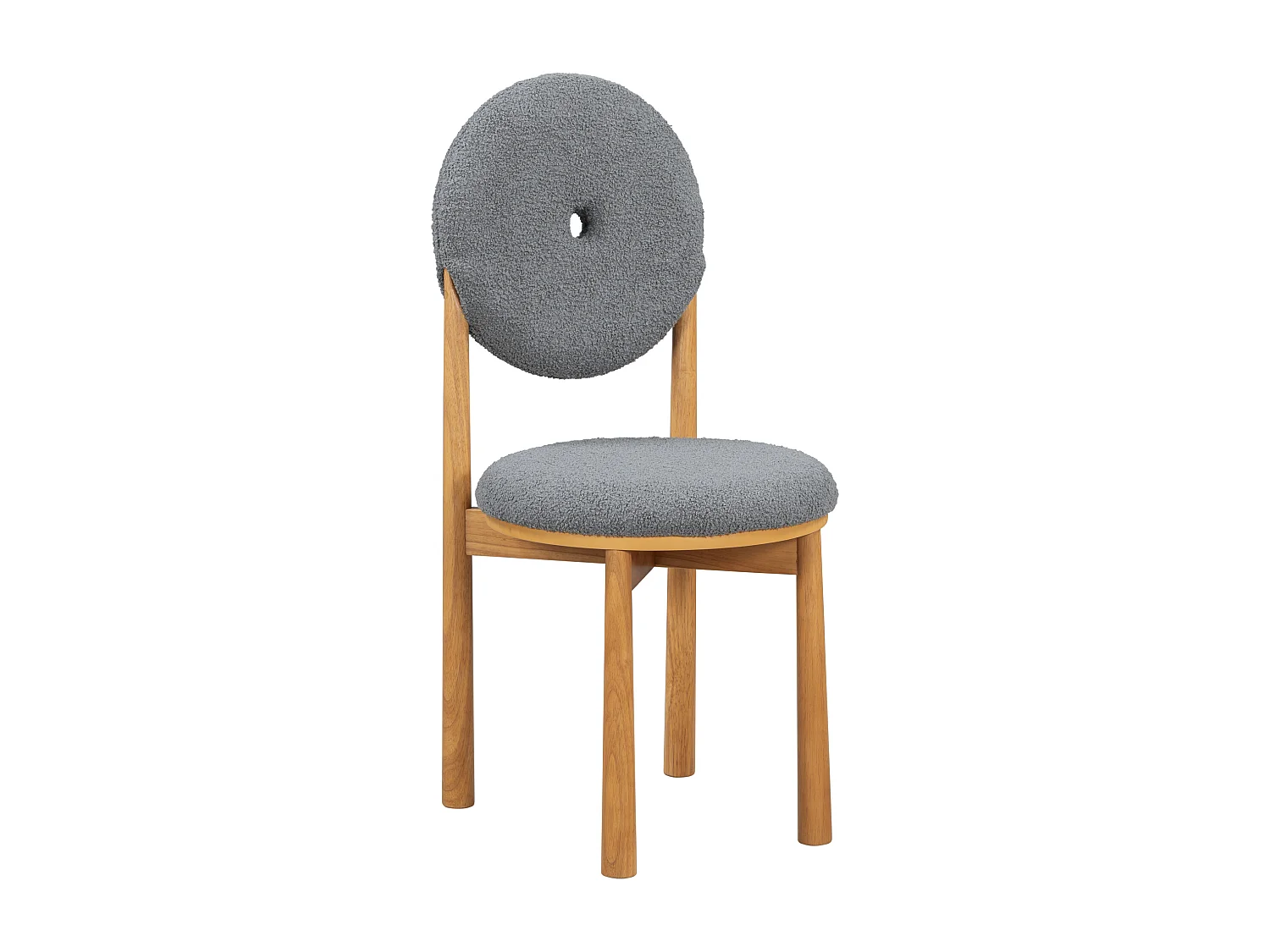 Set van 2 eetkamerstoelen van sherpastof - rubberhouten poten - moderne stijl - grijs