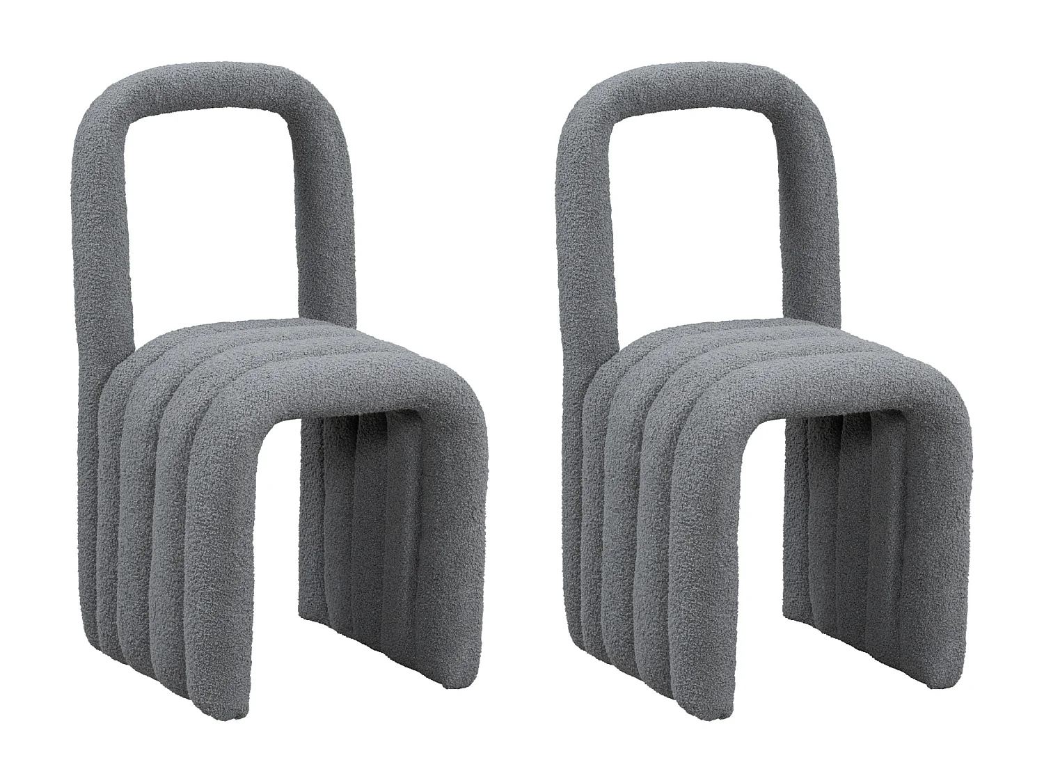 Lot de 2 chaises de salle à manger en tissu Sherpa - Design moderne - Pour salon, chambre - Gris