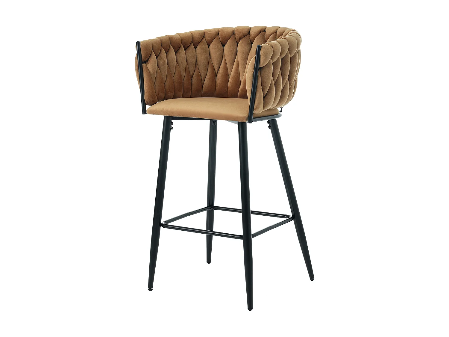 Set van 2 fluwelen eetkamerstoelen voor de woonkamer met 4 metalen poten - bruin