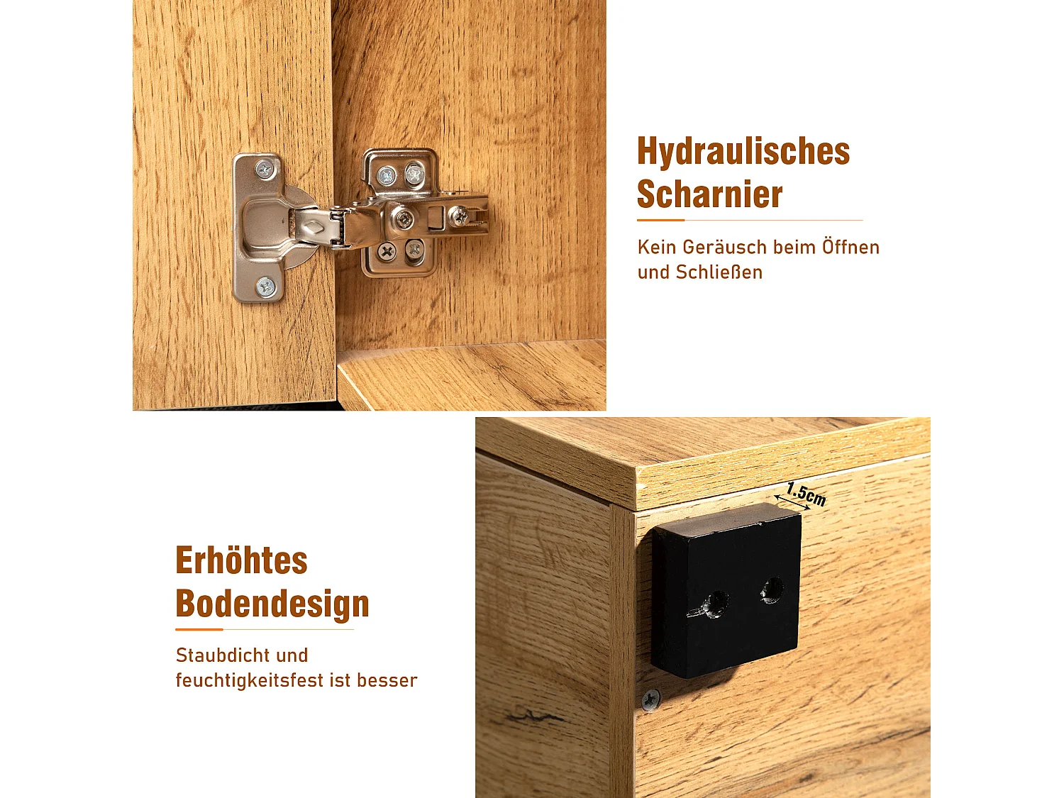 Dressoir met 2 laden en 4 deuren - 208 x 39,5 x 80 cm - houteffect - voor keuken of woonkamer - zwart en eikenkleur