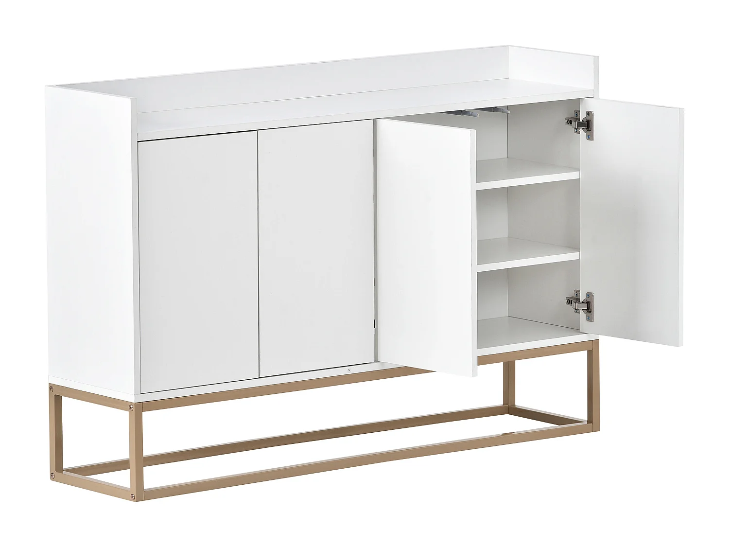 Credenza bassa 4 ante - Legno MDF e gambe in metallo - Stile moderno - Colore bianco - 120 x 30 x 80 cm