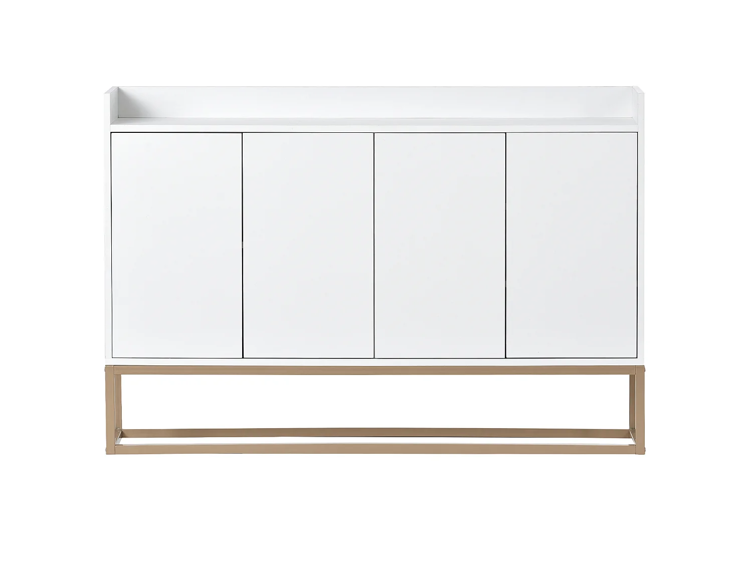 Buffet bas 4 portes - Bois en MDF et pièds en métal - Style moderne - Coloris blanc - 120 x 30 x 80 cm