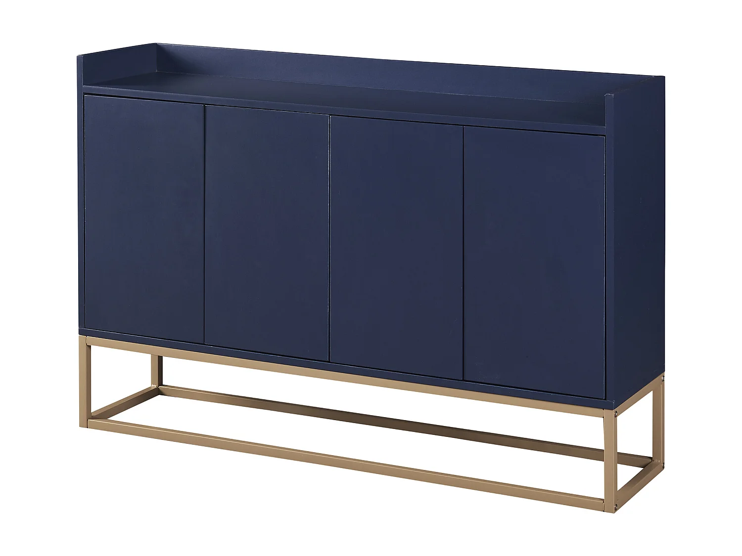 Credenza bassa a 4 ante - Legno MDF e gambe in metallo - Stile moderno - Colore blu - 120 x 30 x 80 cm