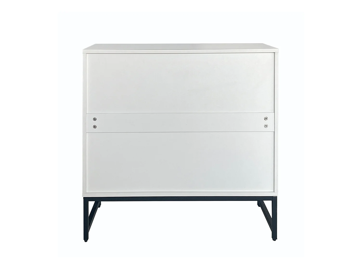 Buffet avec 2 portes - poignées et pieds en métal - pour salon, couloir et salle à manger - Coloris: blanc - 80 x 40 x 80 cm