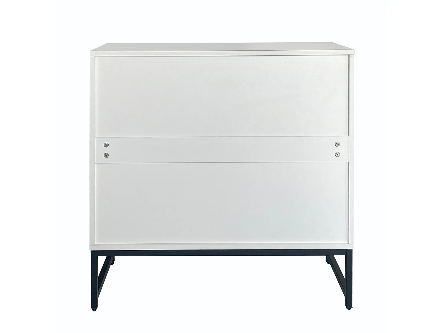 Buffet avec 2 portes - poignées et pieds en métal - pour salon, couloir et salle à manger - Coloris: blanc - 80 x 40 x 80 cm