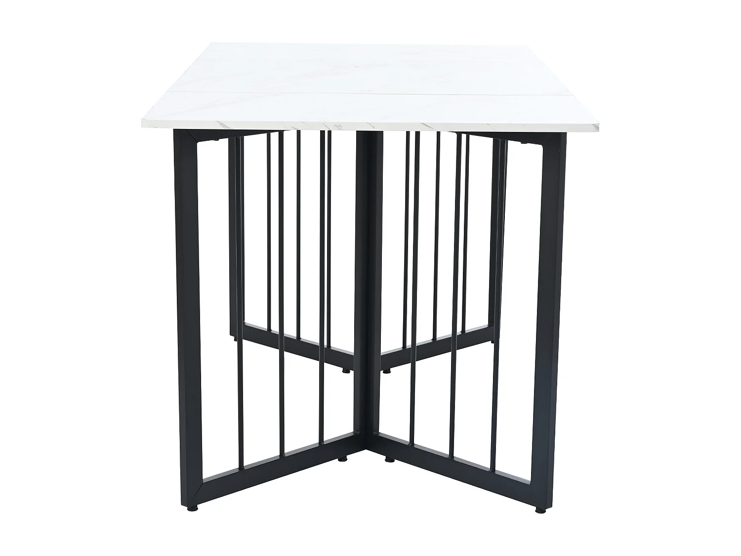 Table à manger 6 couverts à motif de marbre - Pieds réglables en métal et bois en MDF - Coloris noir et blanc