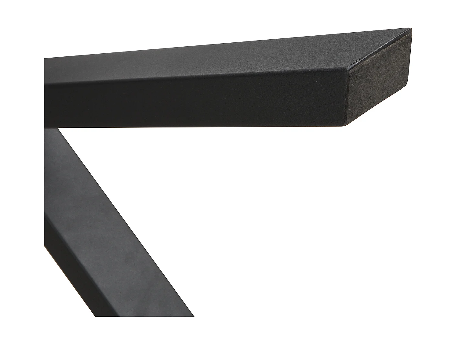 Table à manger moderne, pieds croisés en fer forgé, aspect béton + noir, L140 x l 80 x H76cm