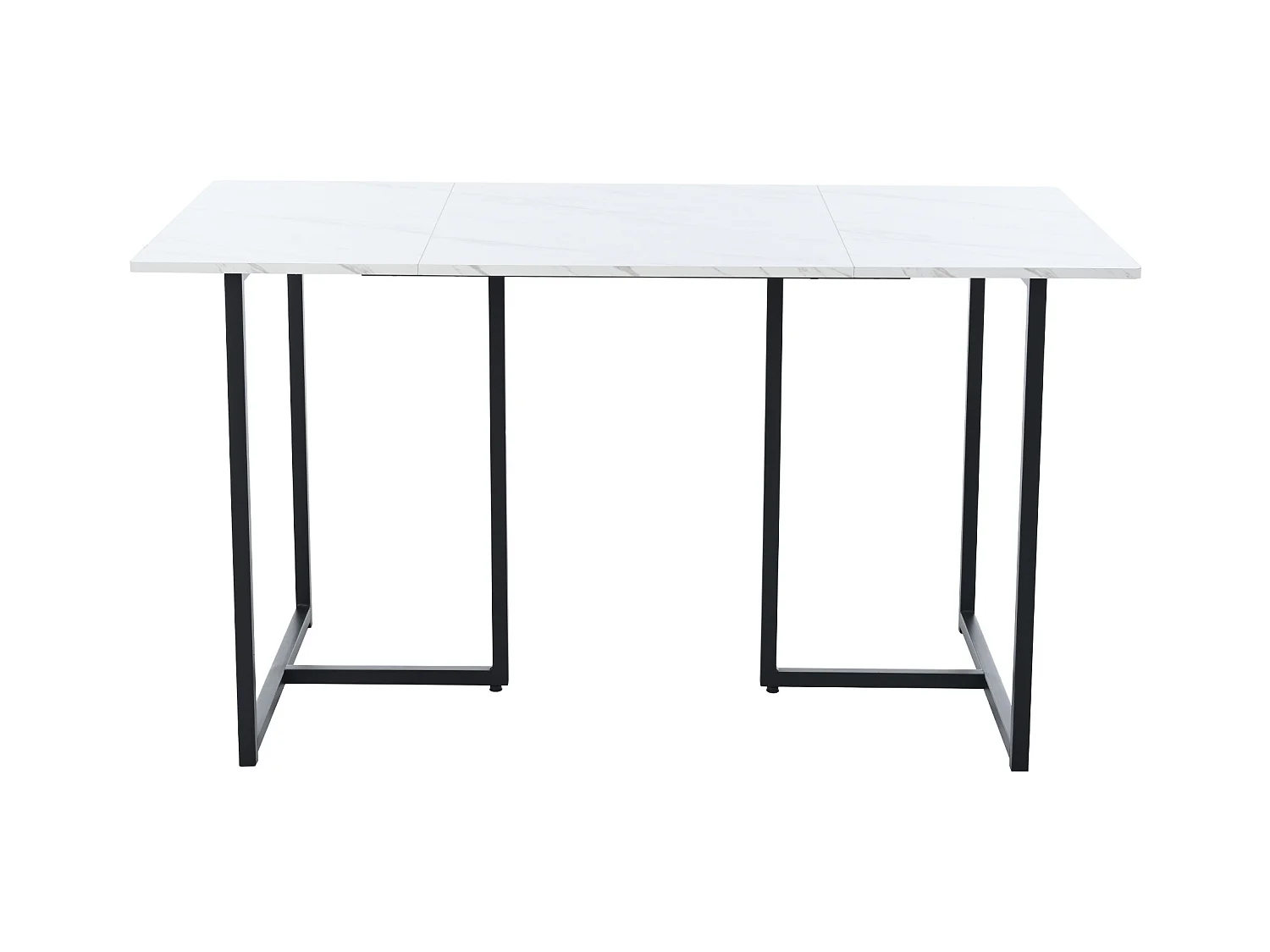 Table à manger 4 à 6 couverts à motif de marbre - Pieds réglables en métal et bois en MDF - Coloris: noir et blanc