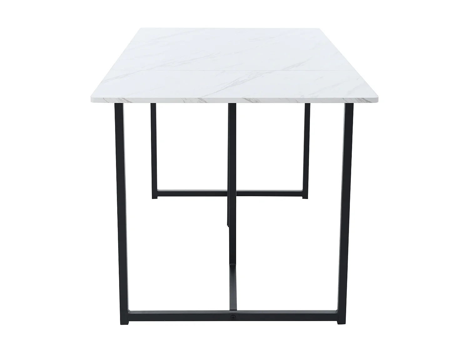 Table à manger 4 à 6 couverts à motif de marbre - Pieds réglables en métal et bois en MDF - Coloris: noir et blanc