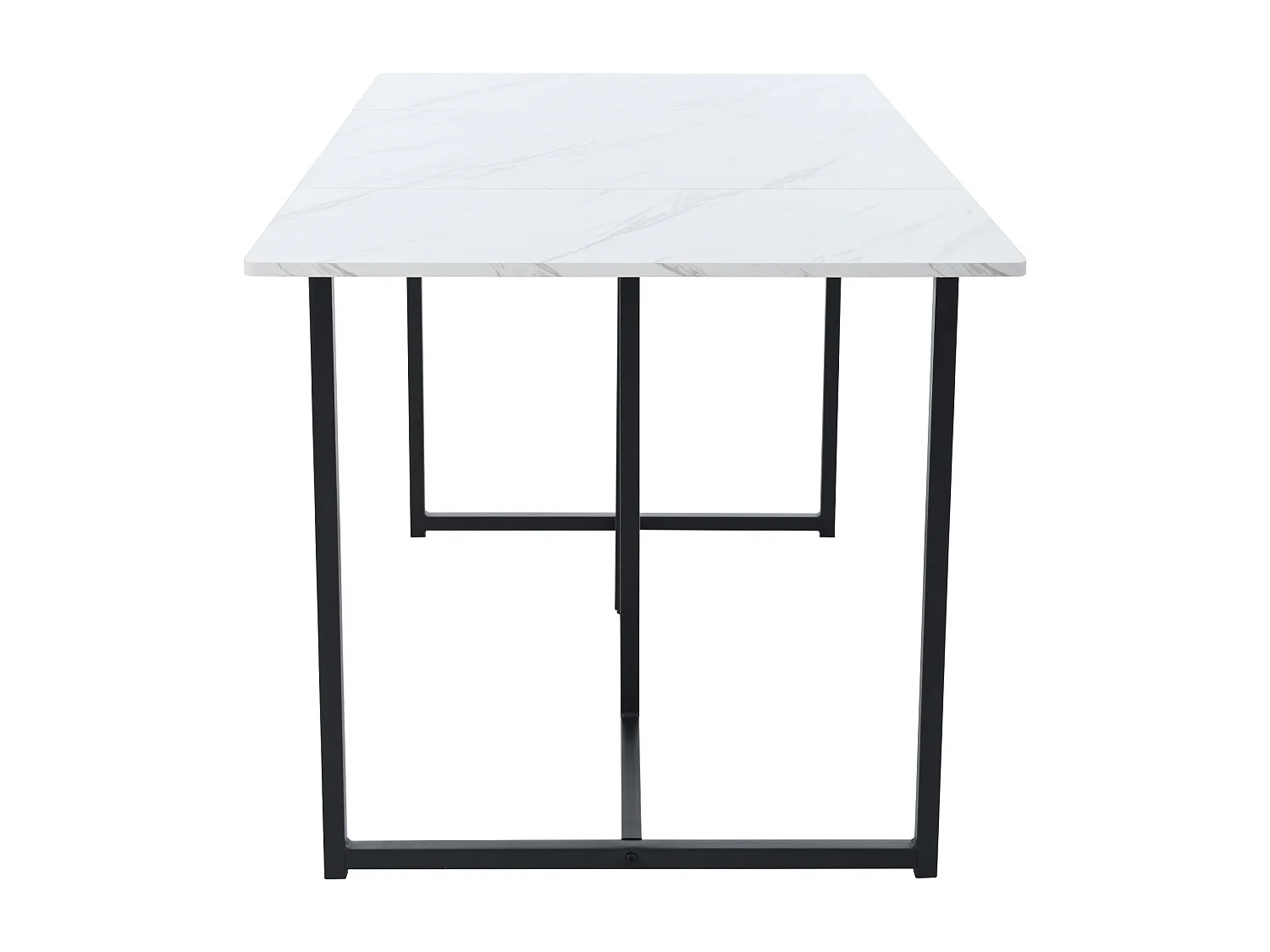 Table à manger 4 à 6 couverts à motif de marbre - Pieds réglables en métal et bois en MDF - Coloris: noir et blanc