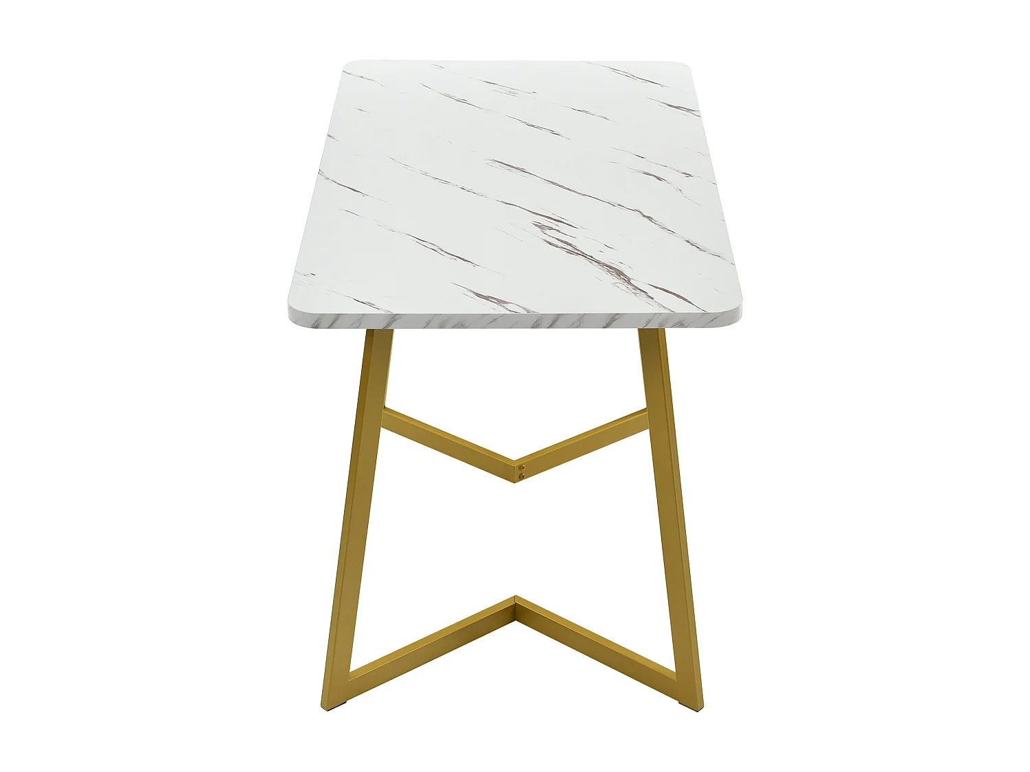 Rechthoekige eettafel voor 4 tot 6 couverts met marmerpatroon - MDF hout + metalen poten - Goud en wit