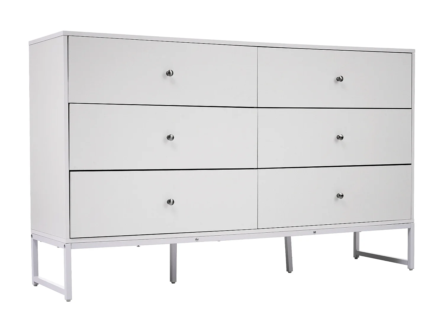 Ladekast met 6 laden - Spaanplaat - voor slaapkamer of badkamer - Wit - 150 L x 40 D x 90 H cm