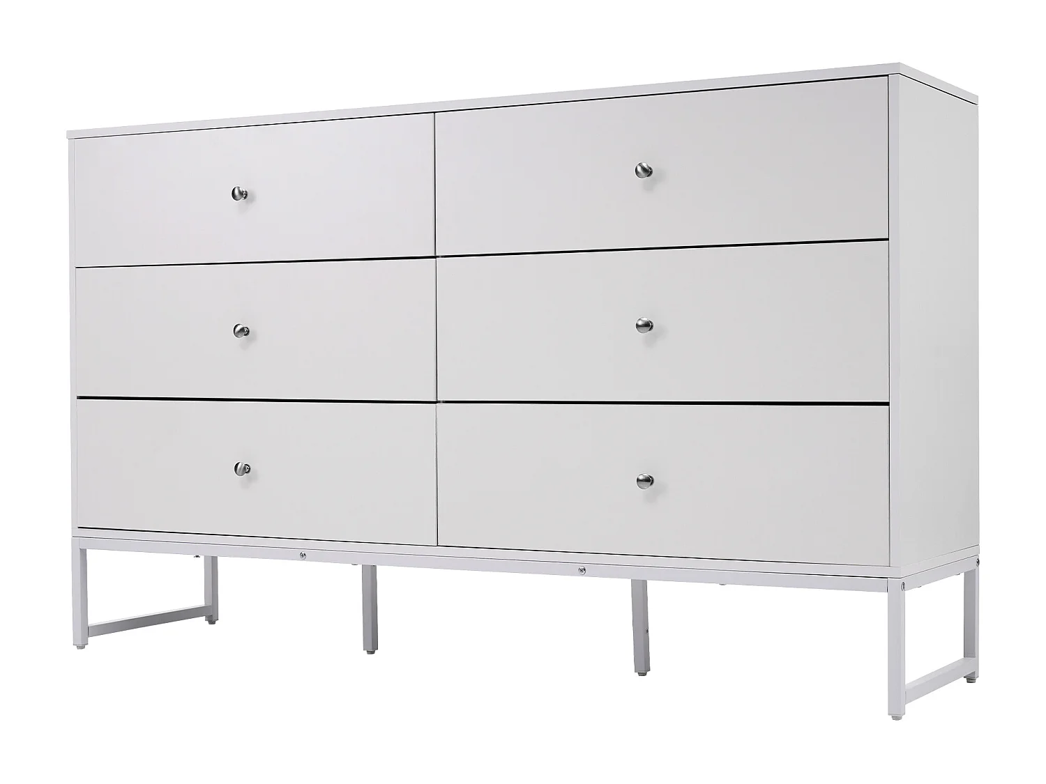 Ladekast met 6 laden - Spaanplaat - voor slaapkamer of badkamer - Wit - 150 L x 40 D x 90 H cm