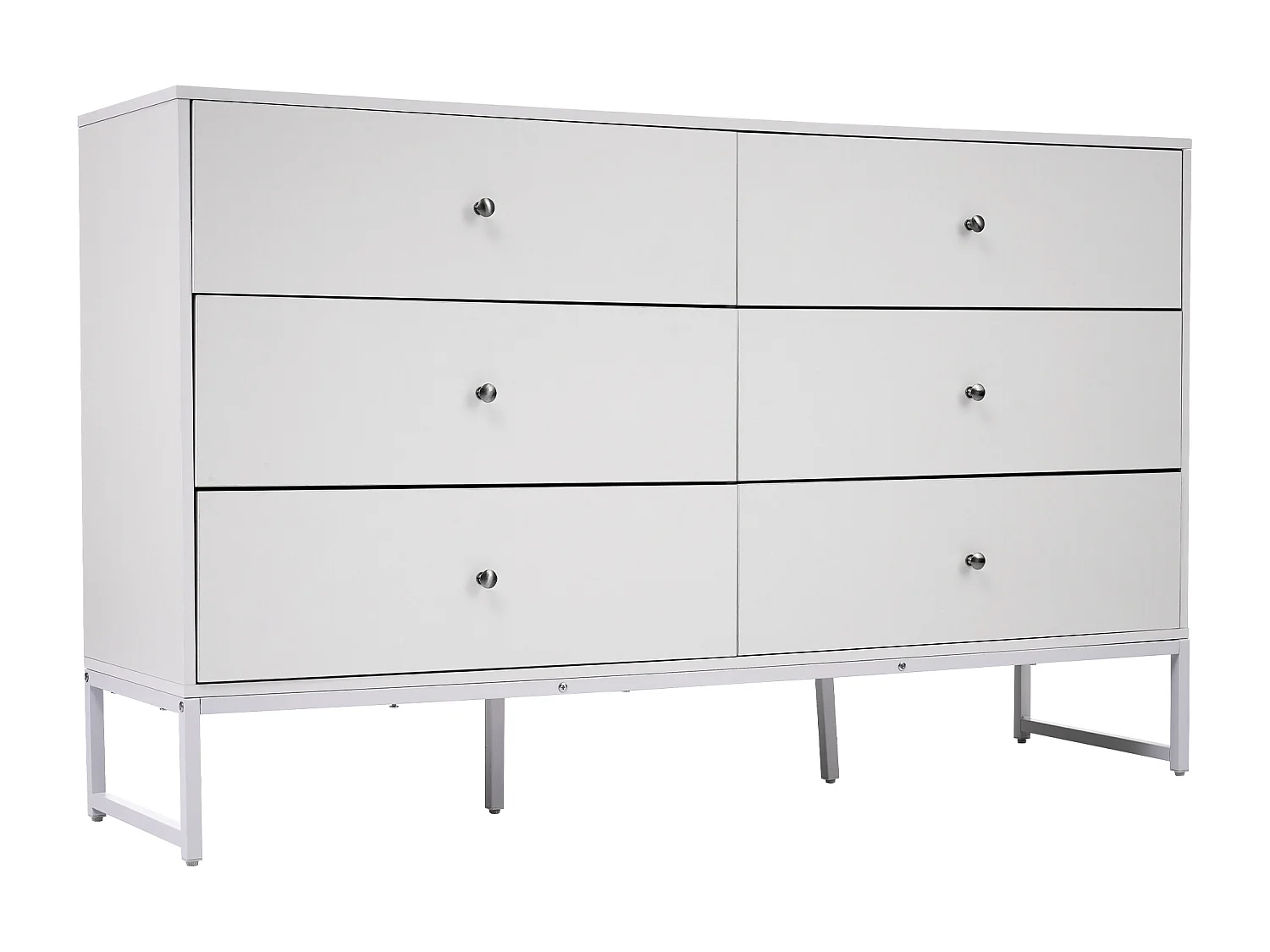 Commode 6 tiroirs - Panneaux de particules - pour chambre ou salle de bain - Blanc - 150 L x 40 P x 90 H cm