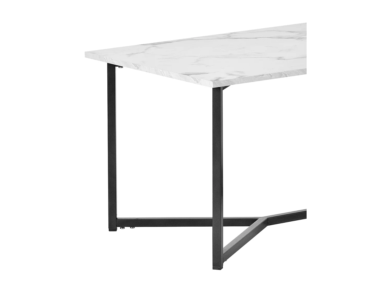 Nowoczesny prostokątny stolik kawowy, stolik pomocniczy z drewna MDF, efekt marmuru, biały, 106 x 55 x 45 cm