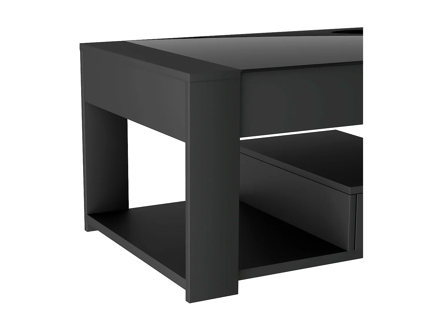 Wohnzimmer-Couchtisch mit Glasplatte, Schließfächern und Stauraum, schwarz, 100 x 50 x 40 cm