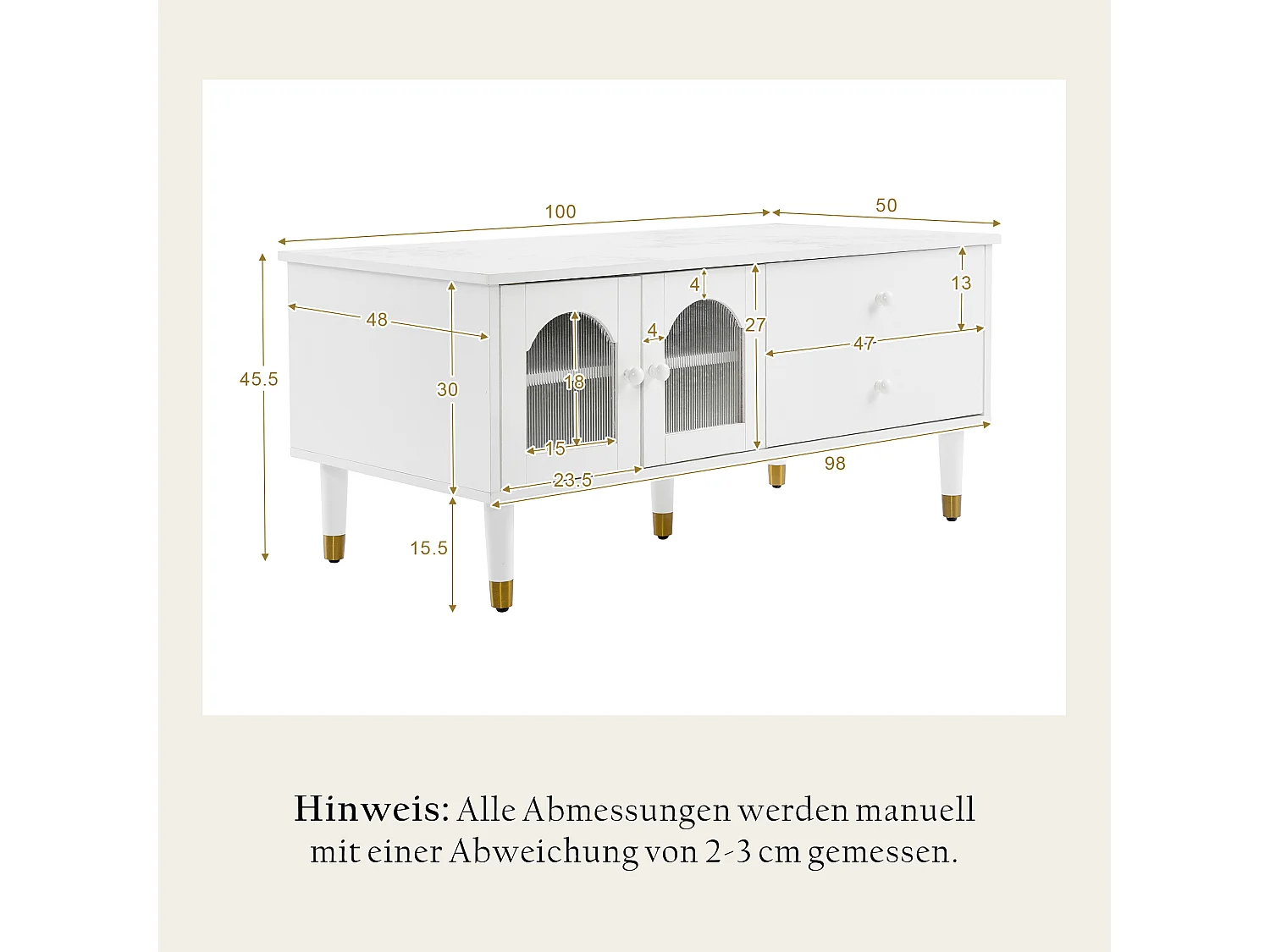 Table basse avec 2 portes 2 tiroirs, bois MDF, plateau marbré, style élégant, blanc, 100 x 50 x 45.5 cm