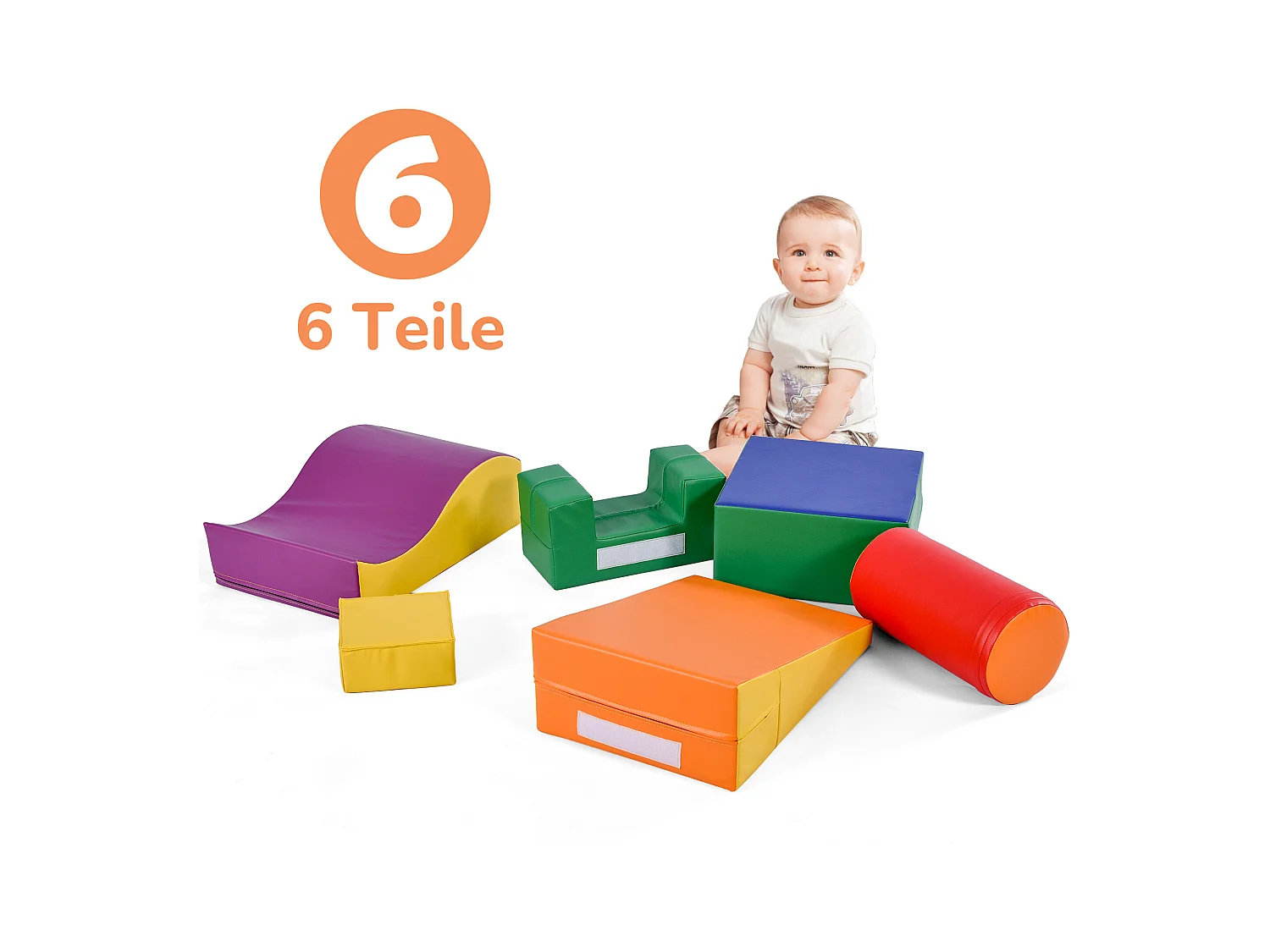 6 blocs de construction pour enfant ou bébé - Escaliers et toboggan - jouets pour grimper - PU + EPE - Combinaison libre