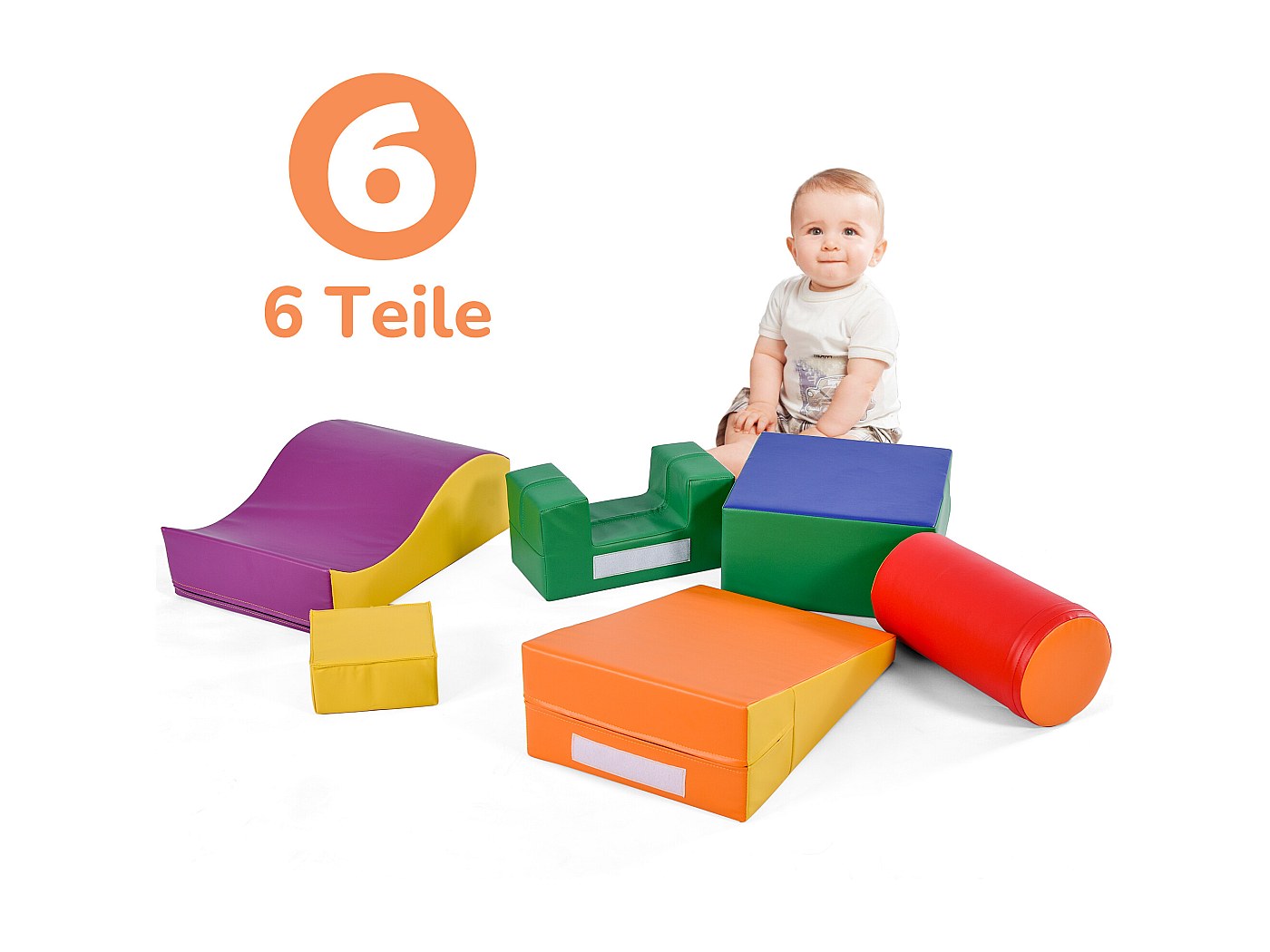 Set van 6 Schuimrubberen Klimblokken voor Kinderen: PU-leer Zachte Klimspeelgoed Speelset voor Kleine Kinderen - Montessori-speelgoed Grove motoriek Dubbele Ladderset(Klassiek