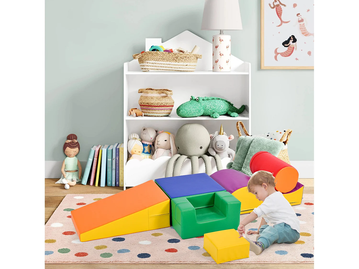 6 blocs de construction pour enfant ou bébé - Escaliers et toboggan - jouets pour grimper - PU + EPE - Combinaison libre