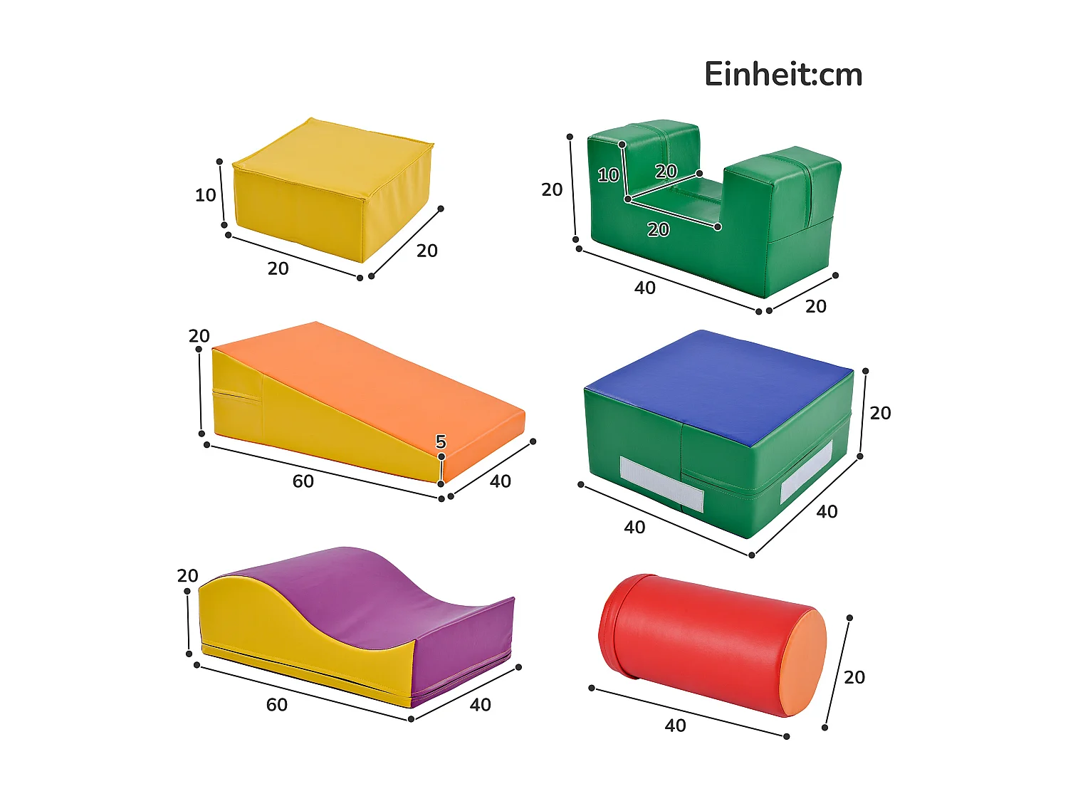 6 blocs de construction pour enfant ou bébé - Escaliers et toboggan - jouets pour grimper - PU + EPE - Combinaison libre