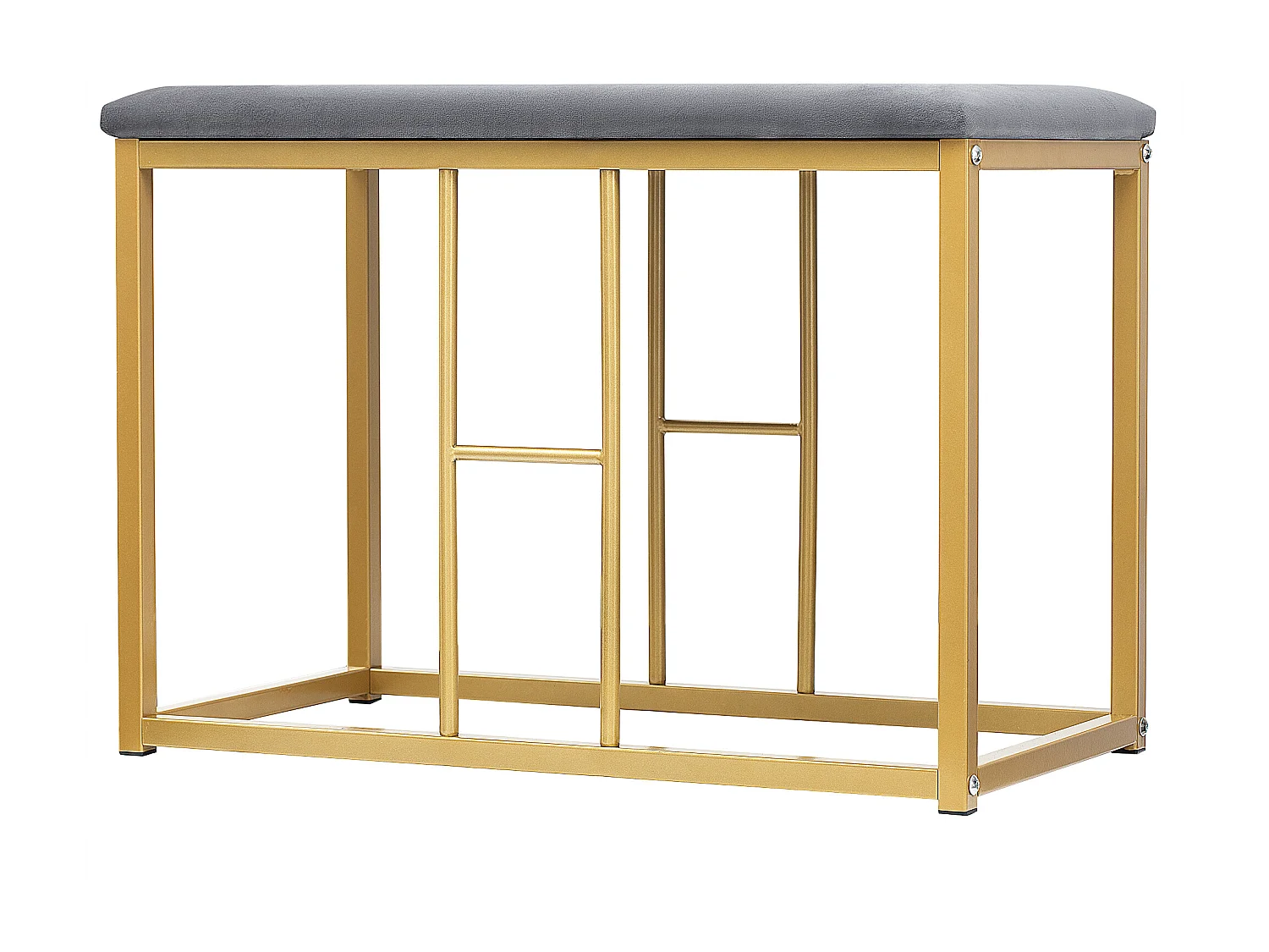 Set aus 1 Tisch + 6 Stühlen mit Samtbezug – Furnier mit Marmormuster – goldene Metallbeine – Grau + Weiß