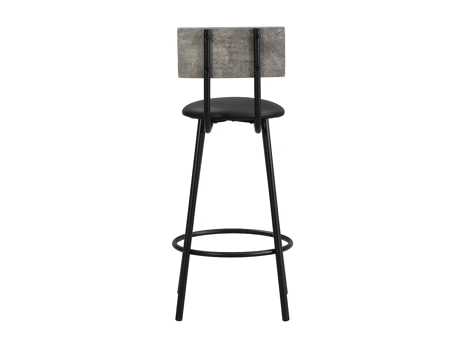 Ensemble 1 table + 2 chaises de bar - Assise en similicuir et Pièds en métal - motif en marbre - gris