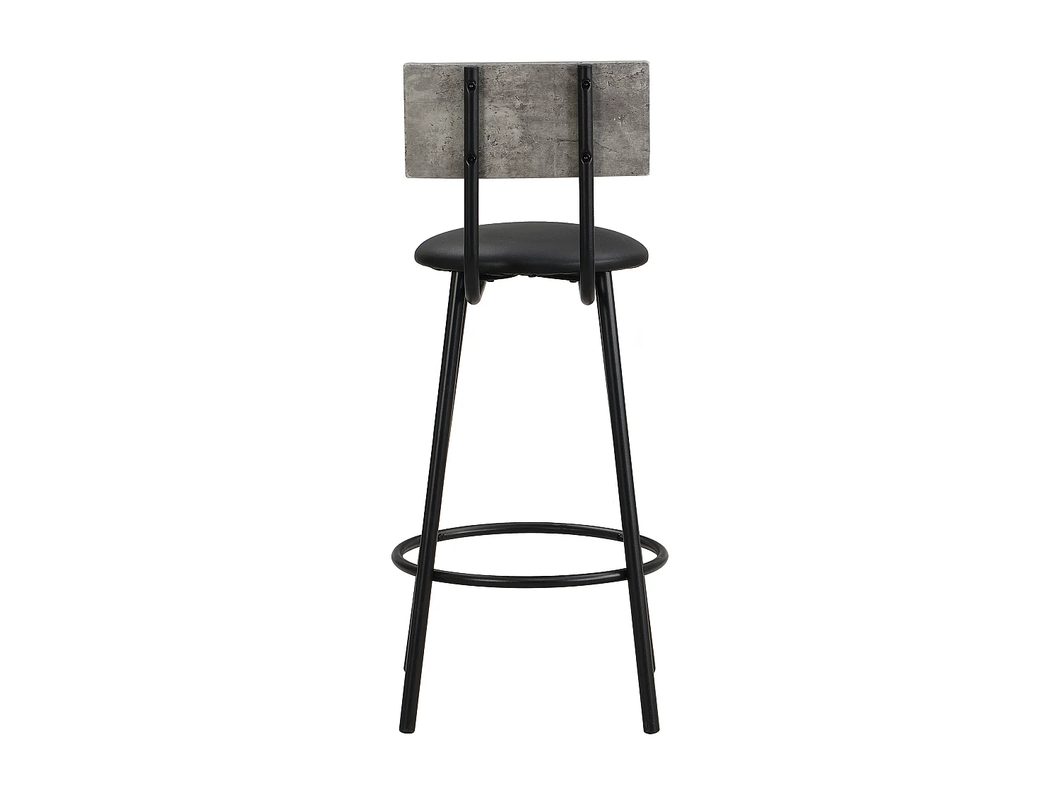 Ensemble 1 table + 2 chaises de bar - Assise en similicuir et Pièds en métal - motif en marbre - gris