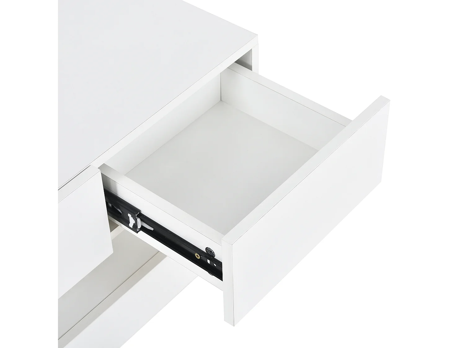 Meuble TV suspendu avec 4 tiroirs,  LEDs, pour téléviseurs jusqu'à 55 pouces, bois Panneaux de particules, blanc