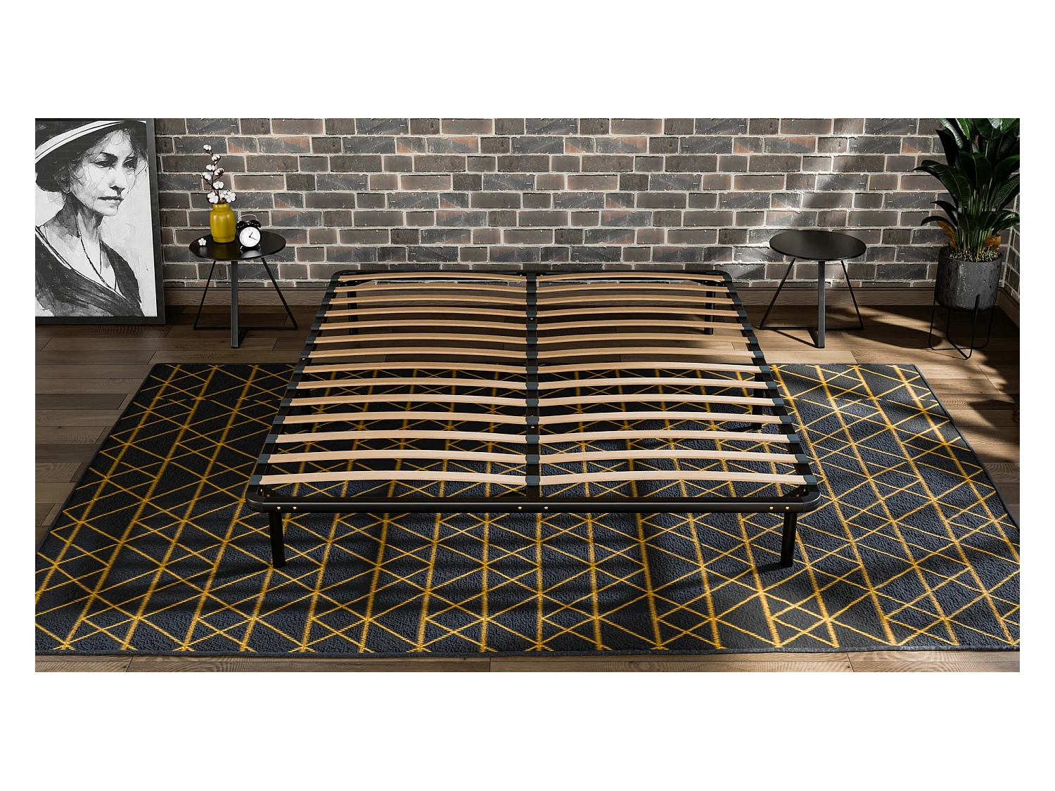 Lattenbodem 180x 200 cm Zwart Metaal Stevige structuur Hoge kwaliteit - Comfortabel Douce Lune®