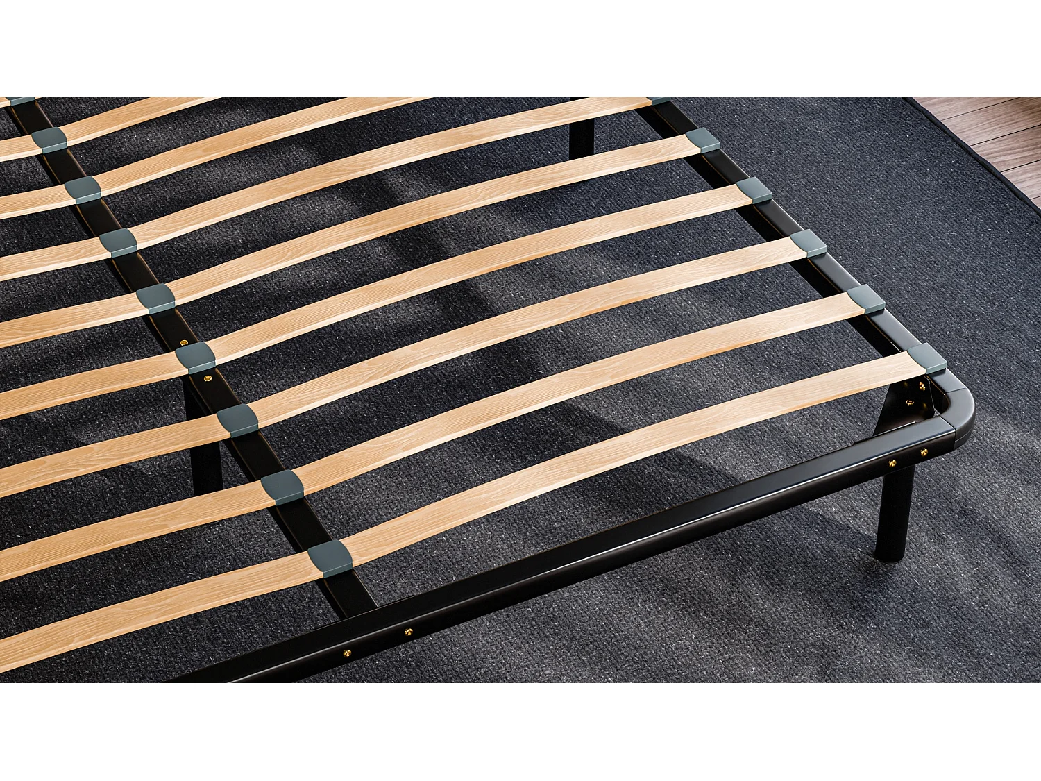 Sommier à Latte 90x200 cm Métal Noir Structure Solide Haute Qualité - Anti-grincement - Confortable et Résistant - Douce Lune