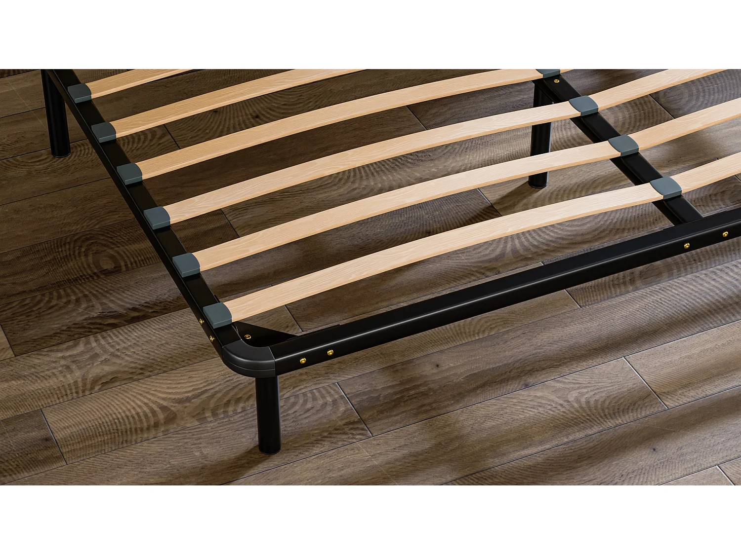 Sommier à Latte 90x200 cm Métal Noir Structure Solide Haute Qualité - Anti-grincement - Confortable et Résistant - Douce Lune